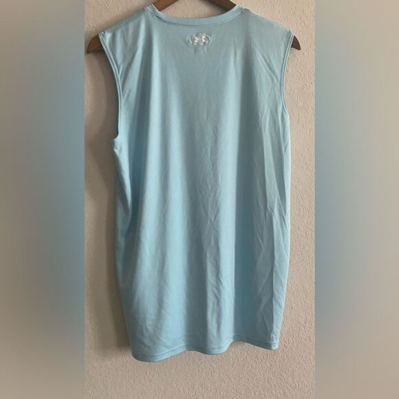 UA Under Armour Boy Light Blue Tank Top Sleeveless Shirt logo Loose Fit YXL XL - Picture 2 of 5
